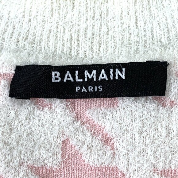 Houndstooth Pink & White Balmain Short Sleeve Cardigan With Gold Buttons - Picture 6 of 8